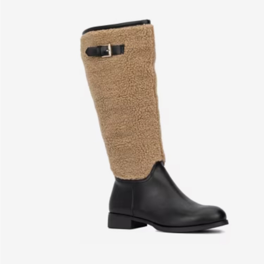 Torgeis Misty Sherpa Black Knee High Tall Boots Size 7 New in Box